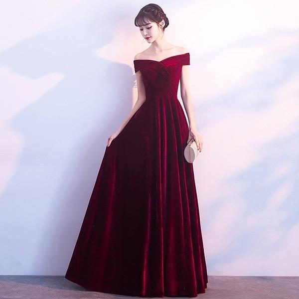 オフショルダー ロングドレス 肩出し ベルベット 背中開き オフショルダー ロングドレス 肩出し ベルベット 背中開き