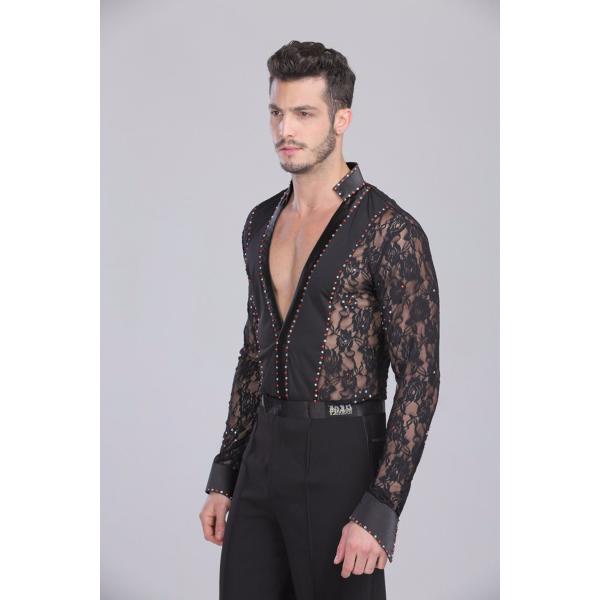 男性社交ダンス衣装 競技用 セクシー ラテンダンスシャツ メンズ