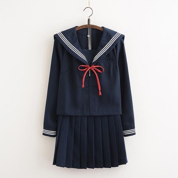 ネイビー セーラー制服 スカート付き 【即日発送可能】 楽天市場】セーラー服 制服 長袖 プリーツスカート 紺色 ネイビー 上下