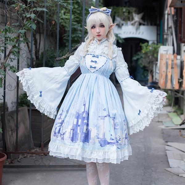 ロリータ ワンピース ゴスロリ 袖あり Aライン Lolita メイド コスチューム ゆめかわいい フリル 甘ロリ パーティ イベント Da146c7 イツモストア 通販 Yahoo ショッピング