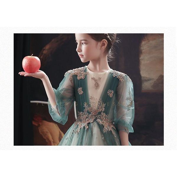 キッズ ドレス ピアノ 発表会 結婚式 ワンピース 女の子 ロング丈