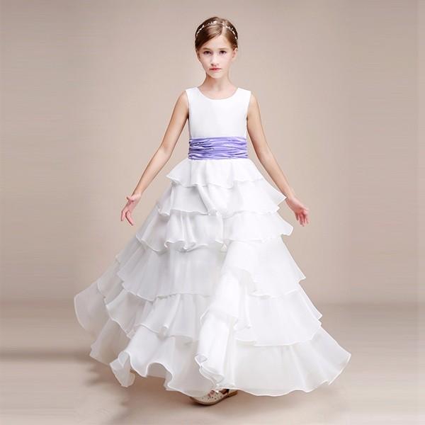 ピアノ発表会 ドレス ロング丈 ファスナー ワンピース ラウンド ラウンド ノースリーブ お姫様 着やせ 上品 エレガント 女の子 フォーマル Fcekano Edu Ng