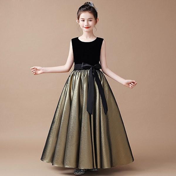 キッズ ドレス ピアノ 発表会 子供 ワンピース お姫様 袖なし ロング丈