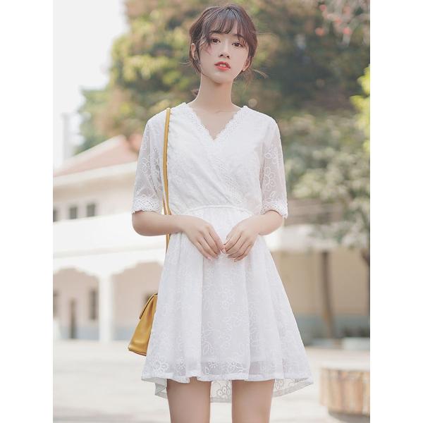 激安単価で ワンピース ひざ下丈ワンピース 配色 黒白 袖あり 半袖 着痩せ 夏 新品6 Sale 30 Off