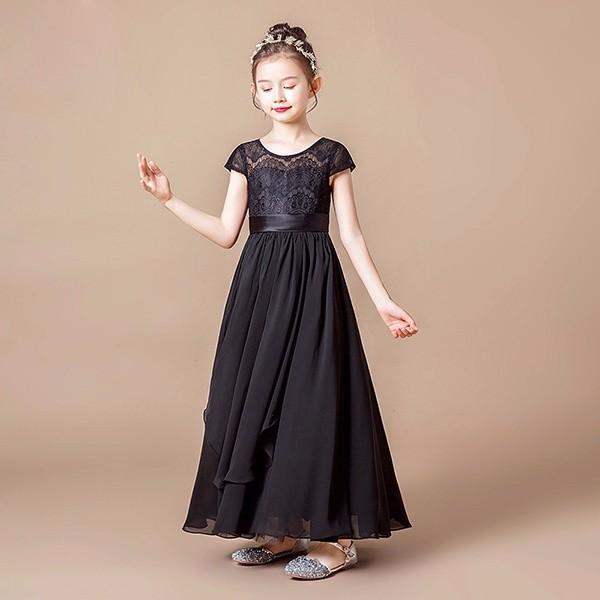 ピアノ発表会 ドレス ロング丈 子供ドレス ワンピース お姫様 着やせ