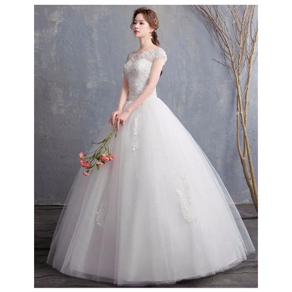 ウェディングドレス ロングドレス 演奏会 花嫁ドレス 編み上げタイプ