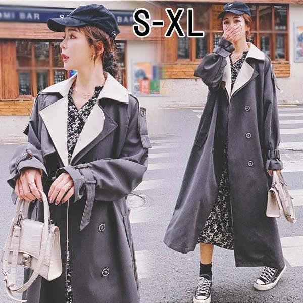 最新の激安 ベルト付き ラペル スプライシング トレンド スプリングコート ベルト付き ラペル スプライシング トレンド スプリングコート ロングコート トレンチコート コート レディース コート アウター