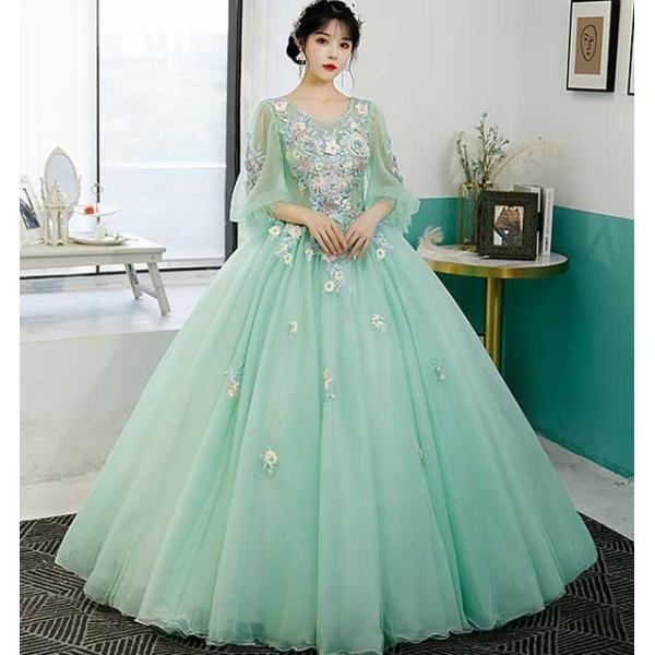 パーティーに！】新品グリーンオレンジ花柄セットアップd12187