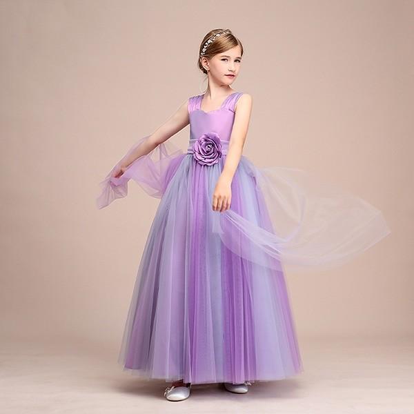 子供ドレス ピアノ発表会 ロングドレス 肩出し 袖なし 上品 女の子