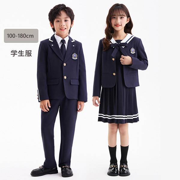 【100-180cm】卒業式 スーツ 学生服 子供制服 小学生 中学生 ジュニア 女の子 男の子 ネイビー系 ワンピース 4点セット 5点セット ゆったりサイズ