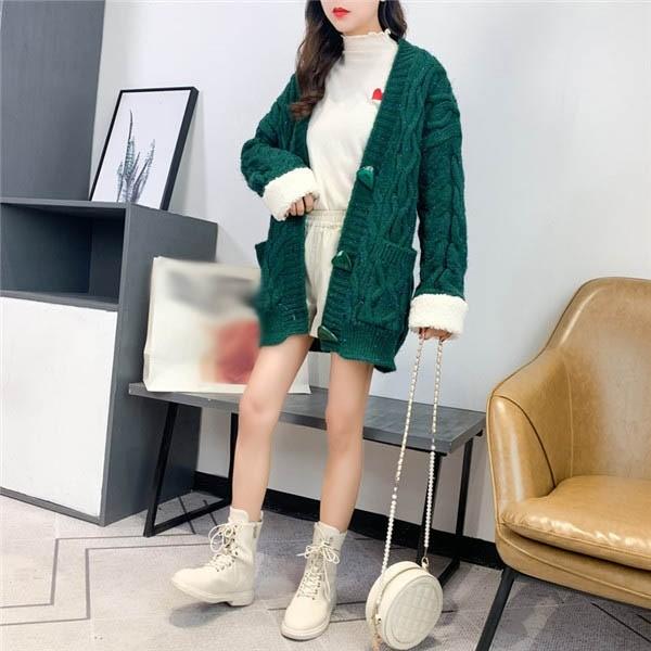 【新品】9200 ケーブルショールカーディガン GREEN サイズ2 soutac171_1.jpg