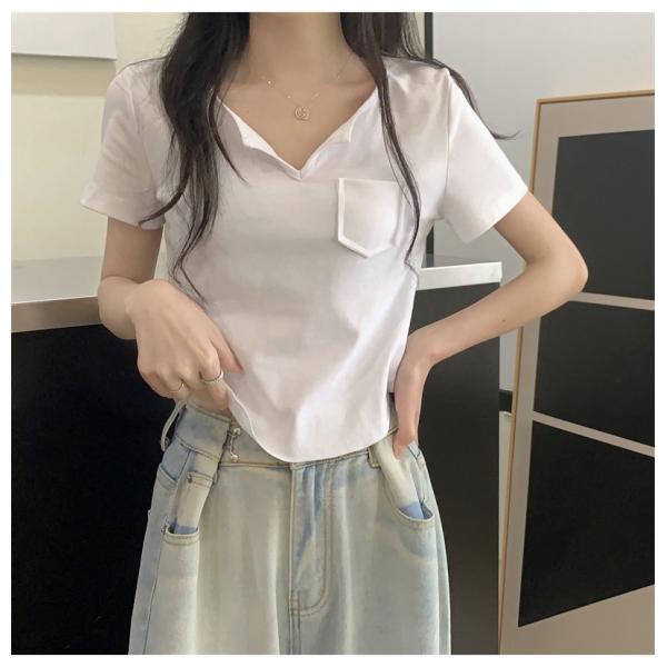 Tシャツ レディース ブラウス 半袖 vネック 無地 カットソー トップス シンプル ベーシック レディースファッション 春 夏