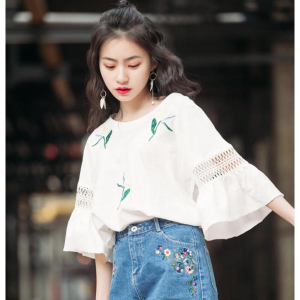 トップス Tシャツ レディース リブカットソー ブラウス  無地 ベーシック 長袖 Uネック レディースファッション ロング 春 夏