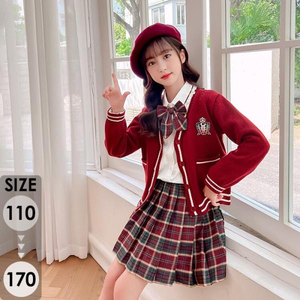 iKidsStar 制服セット 女の子　20点 制服 女の子 キッズ 4点セット 長袖 トップス スカート 入学式 卒業式
