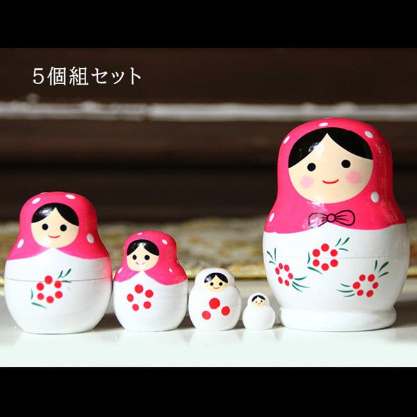マトリョーシカ ロシア クリスマス 人形 民芸品 土産物 手作り人形 手描き オブジェ 5個組10cm インテリア 雑貨 洋風 ギフト プレゼント 北欧雑貨 伝統工芸