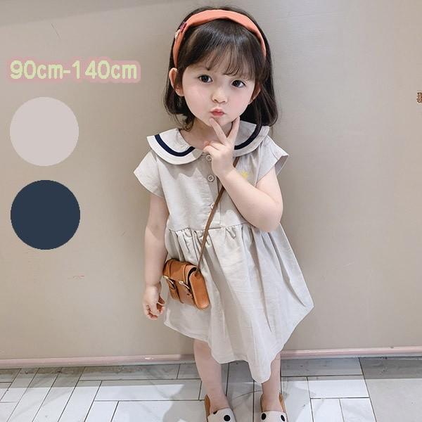 子供ワンピース 女の子 キッズワンピース 夏 フリル半袖 コットン かわいい Supersport Tn