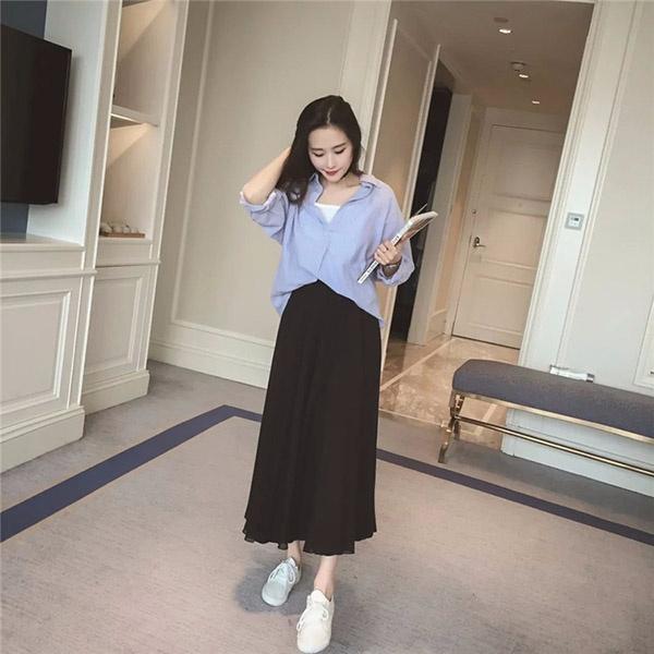 プリーツ スカート シフォン 大きいサイズ ブラック ピンク レディース