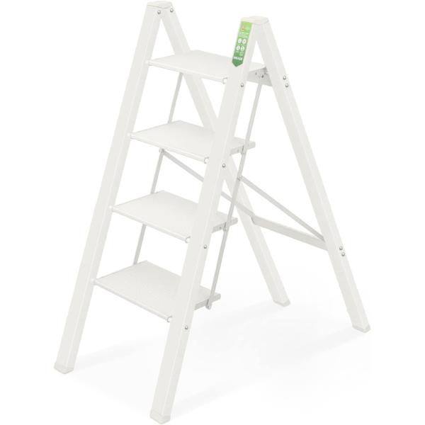 他サイト： アルミ二ウム 折りたたみ式 はしご ポータブル スリム ステップスツール 安全 家の商品画像