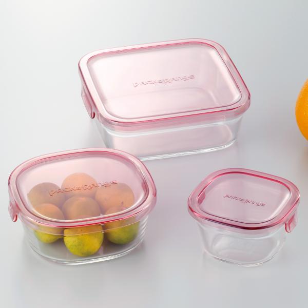 iwaki iwaki(イワキ) パック＆レンジ 角型3点セット（ピンク