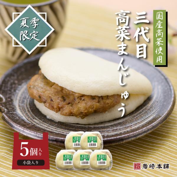 【 岩崎本舗 】 送料無料 公式 三代目高菜まんじゅう ５個 袋入 個包装 お取り寄せグルメ 肉まん 点心 父の日 御中元 お中元 中元 夏ギフト