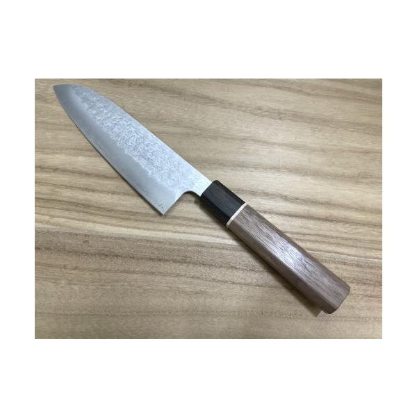 越前数馬 吹雪 三徳 170mm SGW八角柄 粉末ハイス鋼 SG2 鎚目打 鍛造 手造り 越前打刃物 日本製 *