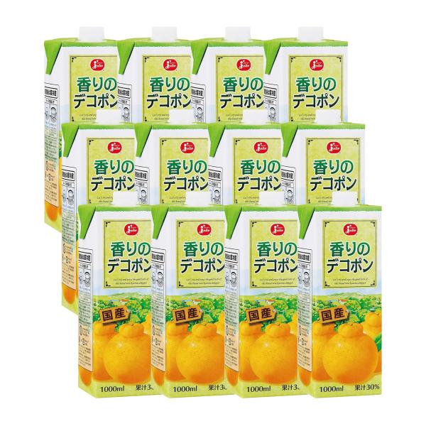 【tomo】4種類詰合せ6本+1000ｍｌジュース１２本　【２箱縛り発送】 ジューシー 香りのデコポン 1000ml×12本 1L 紙パック入り 果汁30