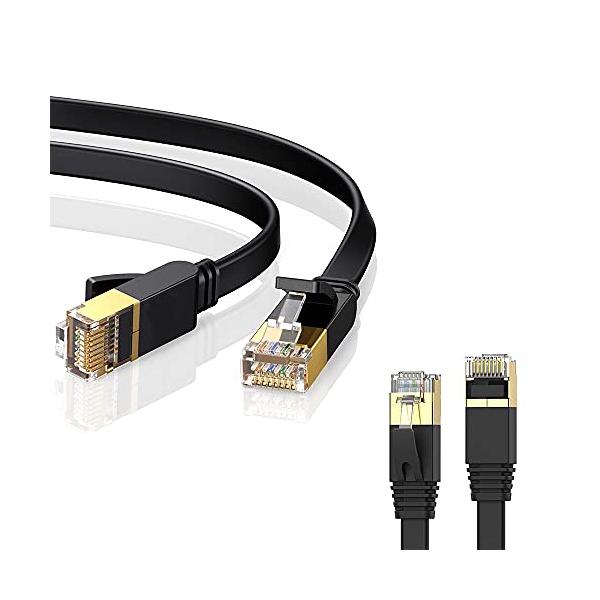 LANケーブル 5m Cat7 黒、イーサネットケーブル ウルトラフラットケーブル 高速 STP 爪折れ防止 RJ45コネクタ ギガビット10Gbps  :s-0717361034512-20230330:IYOちゃんSHOP 通販 