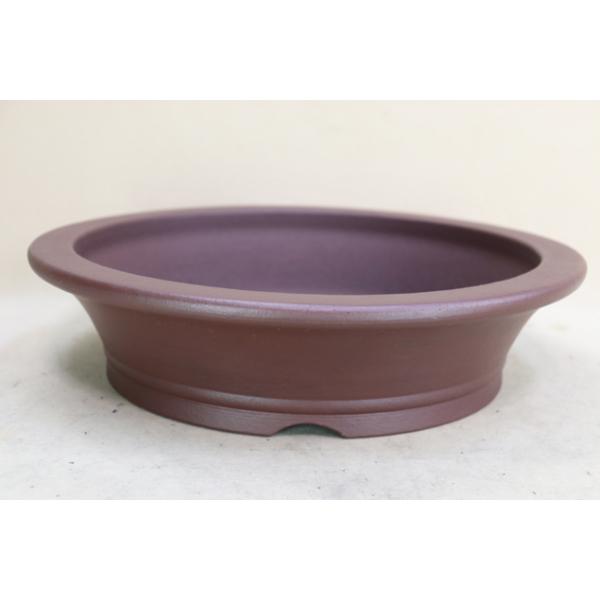 盆栽鉢】 時代鉢 松泉焼山秋作 紫泥外縁丸鉢(径35cm 無傷)いよ 盆栽鉢】 時代鉢 松泉焼山秋作 紫泥外縁丸鉢(径35cm 無傷)いよ