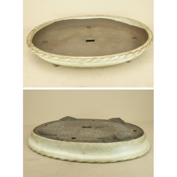 Jdi648 盆栽 いよじ園 店 無傷吉村陶園 秀峰 植木鉢吉村陶園 秀峰 大型サイズ いよじ園白 泥盆栽 いよじ園 店の 送料無料 時代鉢縄縁楕円鉢