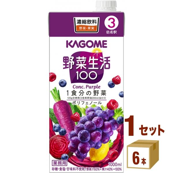 KAGOME（カゴメ） 野菜生活100 パープル (3倍濃縮) 1000ml 1ケース(6本