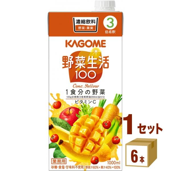 KAGOME（カゴメ） 野菜生活100 イエロー (3倍濃縮) 1000ml 1ケース(6本