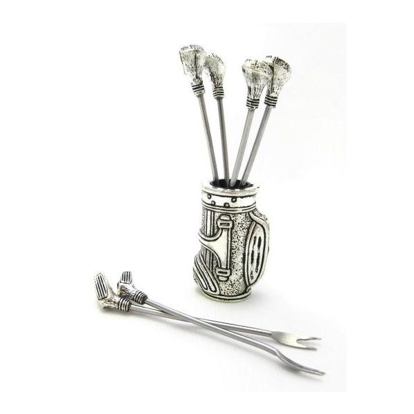 フルーツピック スペイン製 ゴルフクラブ型ピック6本＆ゴルフバッグ