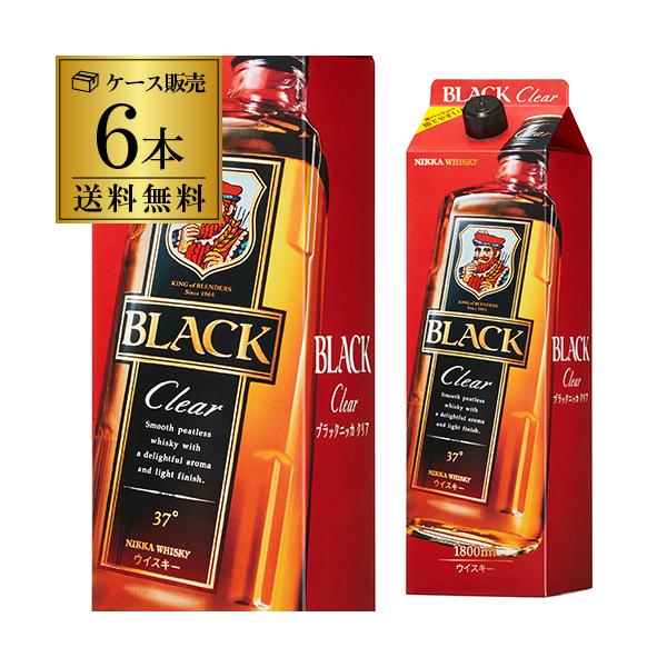 6/14〜15限定 全品P2倍 送料無料 ニッカ ブラックニッカ クリア 1800ml 37度 6本 ケース 紙パック 日本 ブレンデッド ウイスキー KOB あすつく