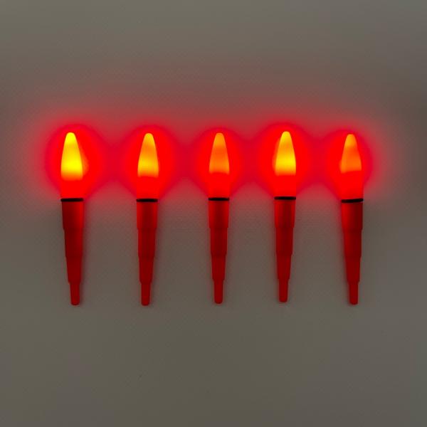 『高輝度 ウキトップ』レッド点灯5本の出品です♪電気ウキのトップなど様々な用途で使用頂けます♪様々なウキに装着可能の優れもの！！電池式なので繰り返し使う事が出来コスパ抜群です♪明るく視認性抜群♪夜釣りもしやすくなって来たこの季節、是非、お買...