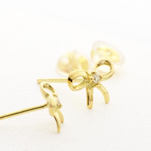 ピアス K18金 レディース リボン スタッド 18k k18 ゴールド 金属