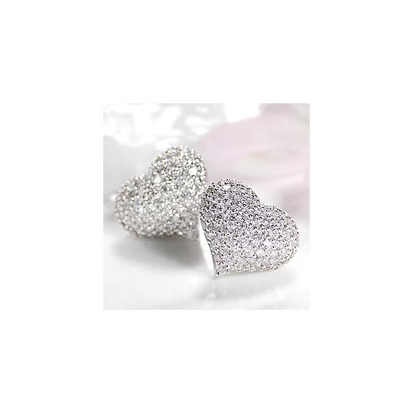 K18YG/WG/PG ゴールド ダイヤモンド ダイヤ ピアス ハート パヴェ 豪華