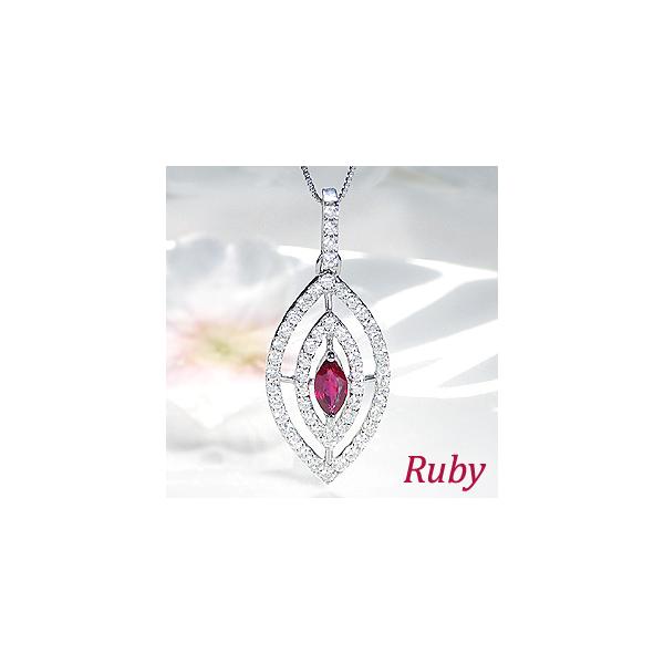 pt900 ルビー & ダイヤモンド ネックレス カラーストーン おしゃれ