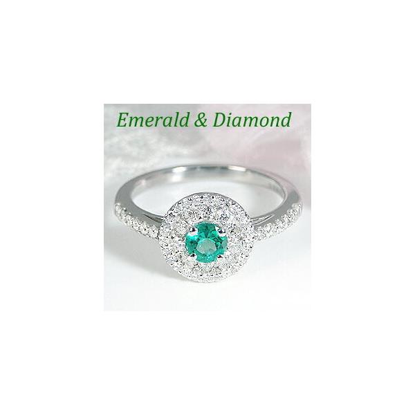エメラルドとダイヤモンドのヴィンテージ プラチナリング(Pt900) Pt900 エメラルド ダイヤモンド リング 指輪 プラチナ 取り巻き