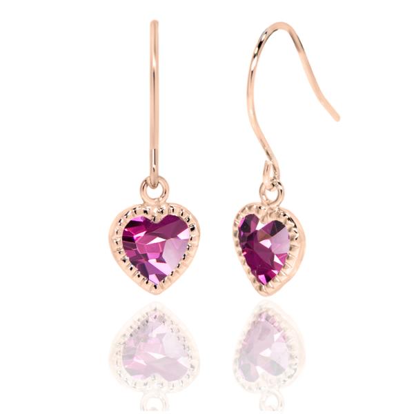 ロードライトガーネット ピアス K10 レディース メンズ ピンクゴールド 4mm 両耳用 ハートシェイプ ミルハート フック 1月 誕生石 シンプル 男性 女性 ペア