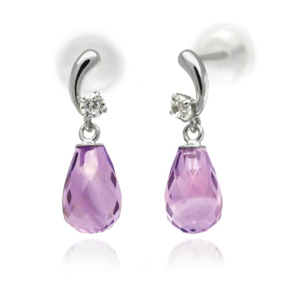 アメジスト ピアス ブリオレットカット スイング ティアドロップ
