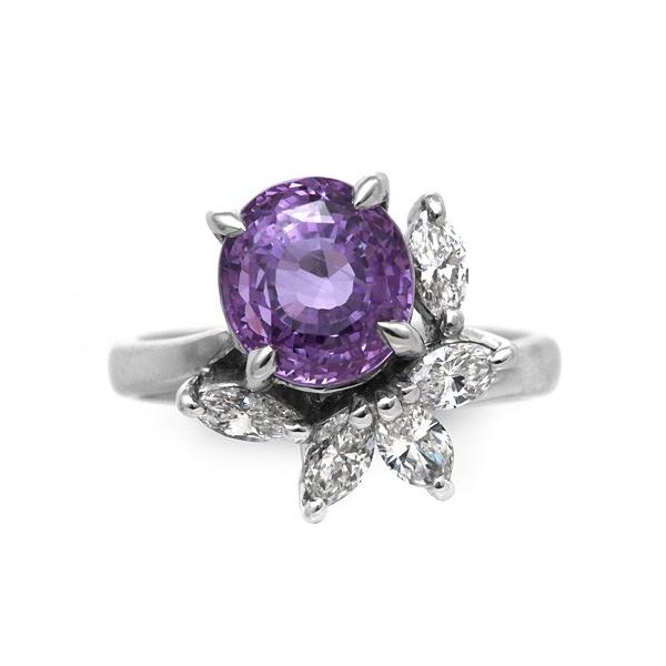 バイオレットサファイア リング ダイヤモンド プラチナ 9月の誕生石  