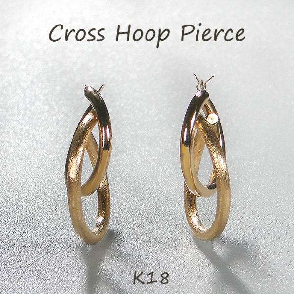 【ブラックダイヤ0.1ctクロス+18金フープピアス 片耳】取外し2way新品！ メンズ片耳ピアス│K18ブラックダイヤモンド│男性用フープピアス