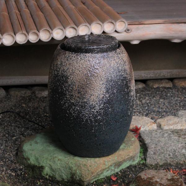 インテリア水琴窟 重蔵窯 利休信楽焼 Bシリーズ 琴音 B-3 青古信楽