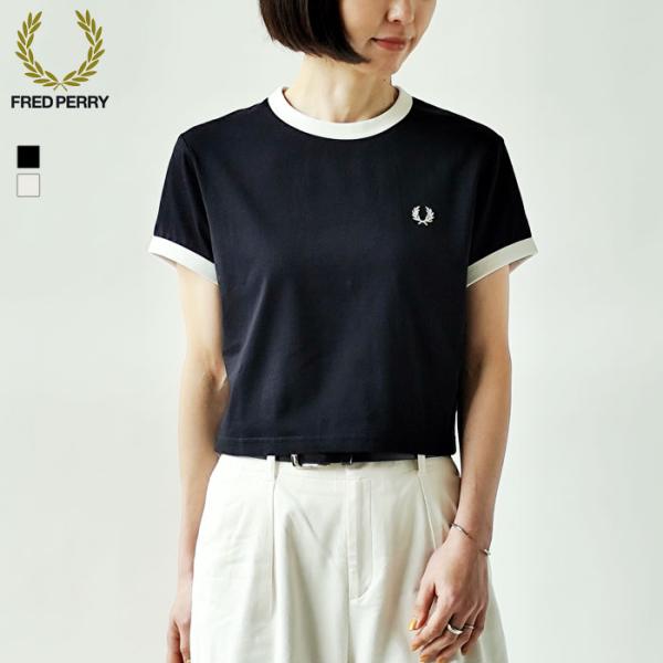 フレッドペリー FRED PERRY Tシャツ Cropped Ringer T-Shirt クロップドリンガーT レディース  半袖  G9163（クーポン対象外）(ネコポス対象) 爆買