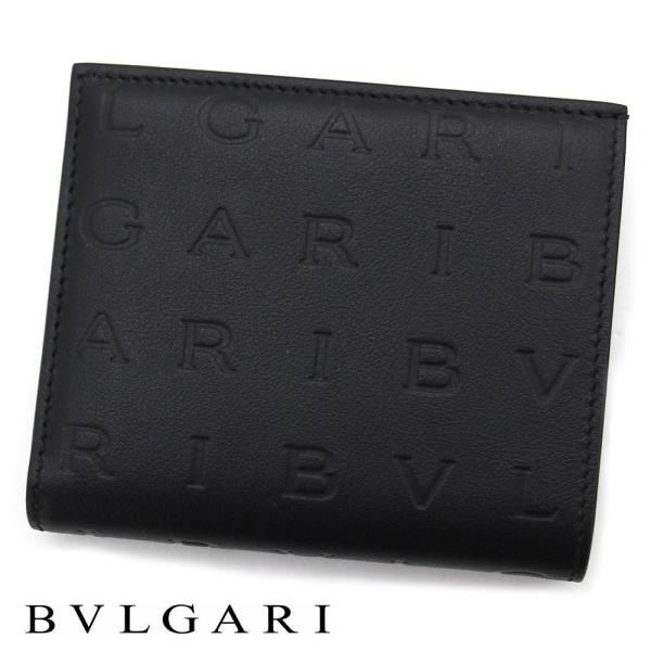 BVLGARI（ブルガリ） 291749 ロゴ 小銭入れ付 二つ折り財布 コンパクト