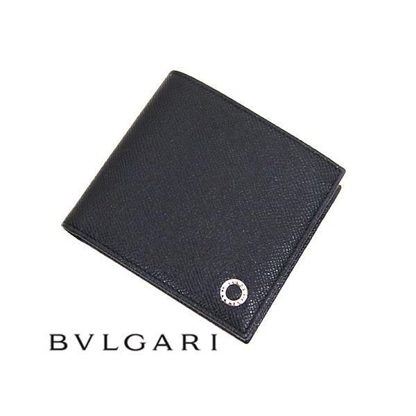 ブルガリ BVLGARI ブルガリ・ブルガリ マン 二つ折り財布 グレインレザー 30396 ブラック ブルー 【中古】Sランク BVLGARI（ブルガリ） 30396 ブルガリ・ブルガリマン グレインレザー