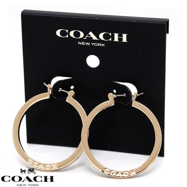 COACH（コーチ） F73022 RGD フープ ピアス 両耳用 ワッカ ロゴ ローズ