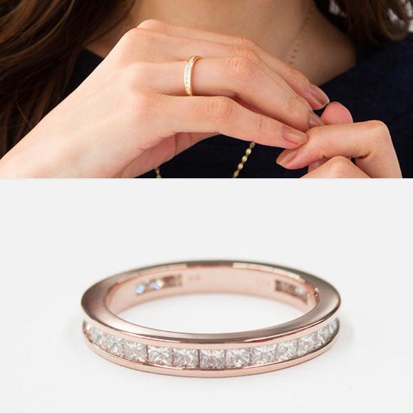 K18 フルエタニティ 1.0ctピンクサファイヤ ダイヤモンドリング フル