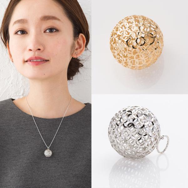 K18 透かしボールモチーフ ネックレストップ 透かしデザイン ボール