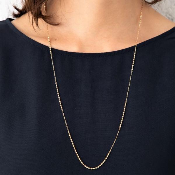 K18YG ミラーボール ロングネックレス 長さ約70cm K18 18金 ネックレス  